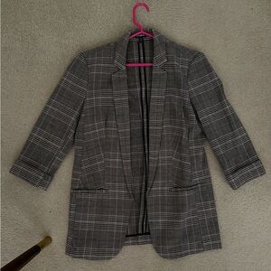 Express Women's Brown/Gray Plaid Blazer